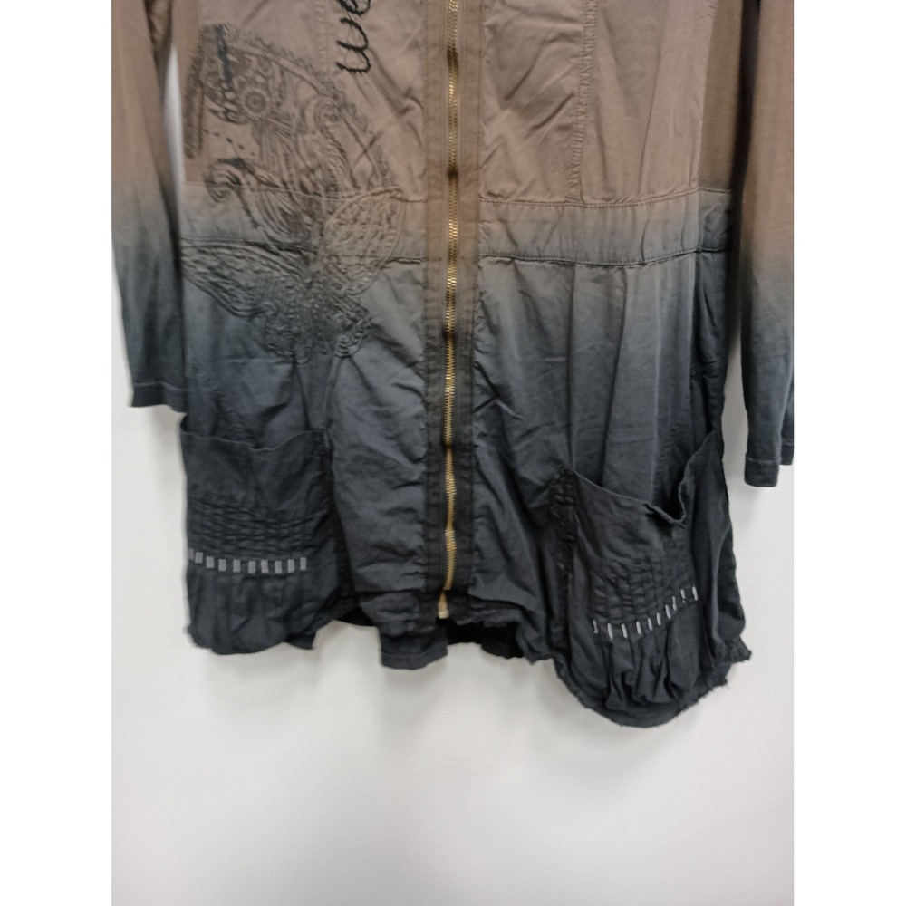 VTG Y2K Desigual Artsy Dress Jacket Womens Large Brown Ombre Boho Embroidered - Picture 5 of 12